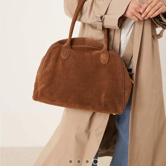 ASOS brown suede bowler tote bag - Picture 4 of 8